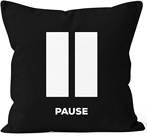 MoonWorks Kissenbezug Pause Kissen-Hülle Deko-Kissen 40x40 Baumwolle schwarz Pullover