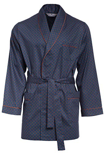 Revise RE-509 elegant morgonrock för män – kort – 100 % bomull, Mörkblå C4, M