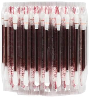 Healifty 100 Pieces Disposable Iodine Cotton Swabs, Iodine for Wounds Cotton Swabs, Portable Individually Wrapped Medical Cotton Buds for Nasal Ears Bruise, Emergency Wound Care