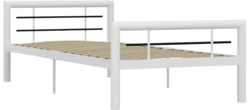 vidaXL Bettgestell Bett Metallbett Schlafzimmerbett Einzelbett Bettrahmen Schlafzimmermöbel Ehebett Lattenrost Weiß Schwarz Metall 100x200cm
