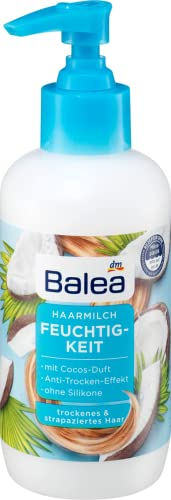 Balea Latte per capelli idratante, 200 ml, per capelli secchi e danneggiati, effetto anti-secchezza, con profumo di coco, senza siliconi, dermatologicamente confermato