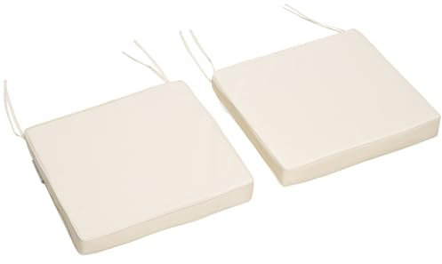 Outsunny Set of 2 Garden Chair Cushions with Ties 45 x 45 cm Cream White | Replacement Cushions, Outdoor Seat Cushions, for Outdoor Furniture