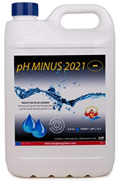 Minorador de pH para Piscinas de Obra, Poliester/Liner y electrólisis Salina - PH Minus 5 litros - Reduce el pH del Agua – Formato Líquido