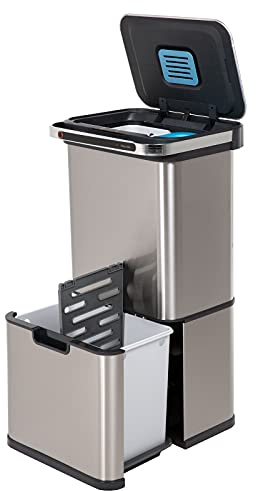 SVITA Sensor-Mülleimer 60L Aktivkohle- und Selbstreinigungs-Funktion Edelstahl