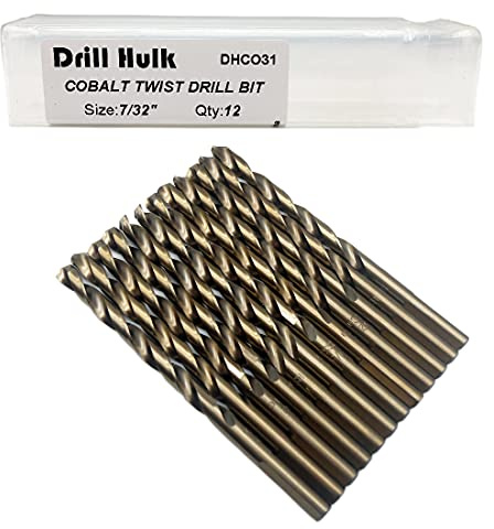 7/32-Inch Cobalt Steel M35 Jobber Length Twist Drill Bits, Pack of 12