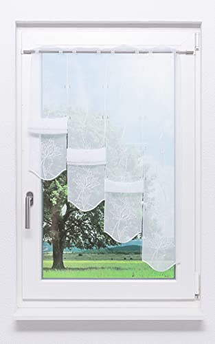 Plauener Spitze Panneaux Kelchblüten (BxH) 64x95cm in weiß