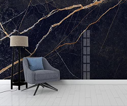 3D Wall Murals Photo Wallpaper 78.7(W) X59.1(H) inch Dark Blue Marble Texture Wall Decoration for Living Room Bedroom Hallway Window TV Background