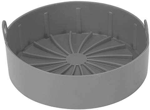 Alvinlite Air Fryer Silikontopf, 7,5 Zoll Silikon Air Fryer Ofenzubehör Silikonauskleidung, Ersatz für brennbares Pergamentpapier, grau, Typ Luft
