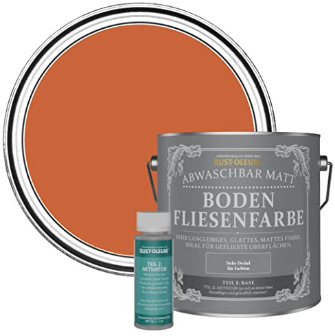 Rust-Oleum Orange Washable Matt Floor Tile Paint - Tiger Tea 2.5L