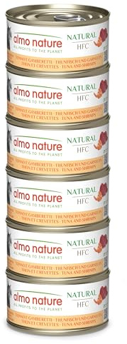 Almo Nature HFC Natural Megapack, Nourriture Humide pour Chats - Thon et Crevettes - (6 boîtes de 70 g)