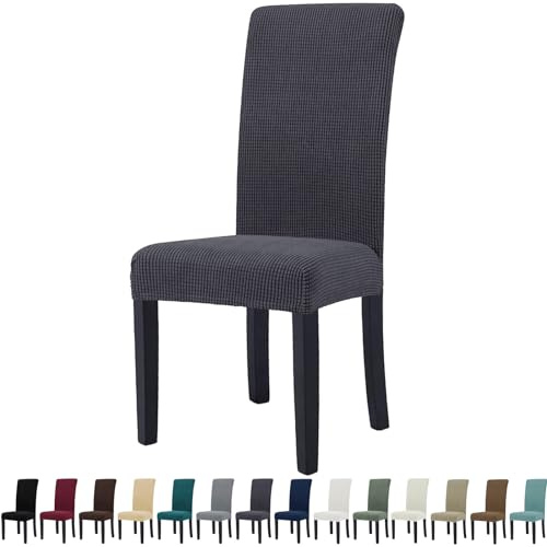 YSTELLAA Stuhlhussen 4er Set, Stretch Stuhlbezug Für Esszimmerstühle, Abnehmbarer Waschbarer stuhlhusse, Stuhlbezüge Elastisch, Hussen Für Stühle Für Hotel, Küche Restaurant, Grau