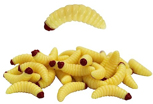 50 Stück Weiches Angelköder Kunstmaden Silikon Wurm Brotwürmer Regenwurm, Süßwasser Salzwasser Schwimmen Köder