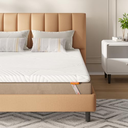 Sweetnight Topper de Espuma Viscoelástica 90 x 200 cm, Sobrecolchón de Espuma con Memoria en Gel, Grosor de 5 cm, con Funda Extraíble y Lavable, Blanco, Topper de 90x200x5cm