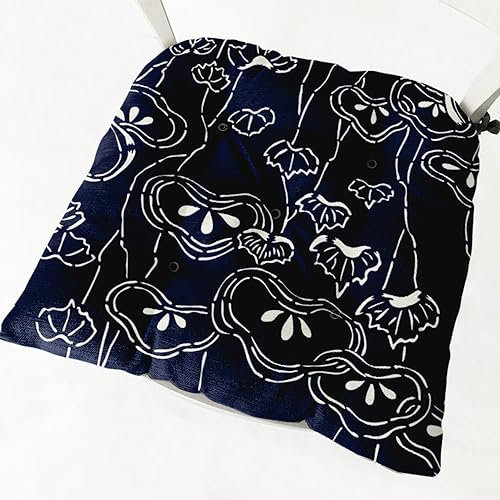 Hixingo Cojines Exterior Jardin con Correas de Sujeción, Azul Oscuro Cojines Sillas Jardin Cómodos y Biandos Cojines para Sillas, Cojin Silla Oficina e Exterior (1PCS,Flor Pensamiento)