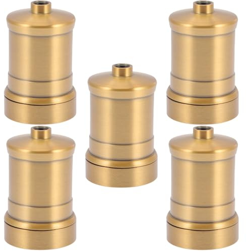 Housoutil Vintage Lampenfassung E27, 5 Stück E27 Schraubfassung Leichter Ersatz Retro-Hängelampenfassung Sockel, Aluminium E27 Fassung Für Edison Glühbirnen Kronleuchter Esszimmer Licht Bar Tischlampe