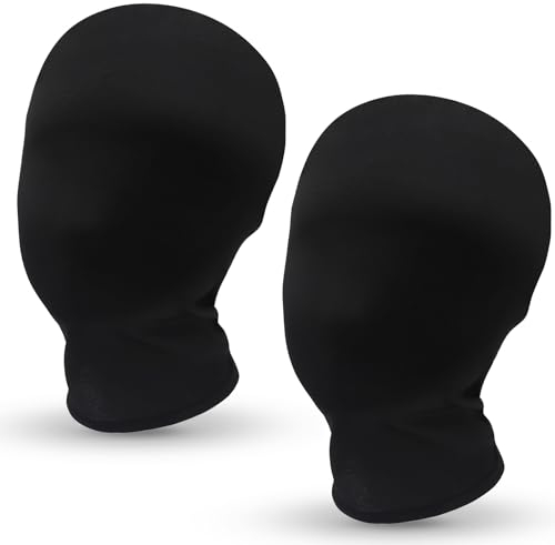 GLGHMH 2pcs Black Full Face Mask, Morph Face Cover, Faceless Skin Masks Halloween Dress Up for Cosplay Halloween Party Costume Unisex Men Women