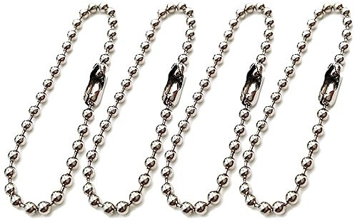 TEHAUX 100piezas Cierre Conector Cuentas Largas Cadena Bolas Etiqueta Cadena Acero Cuentas Metal Ajustable