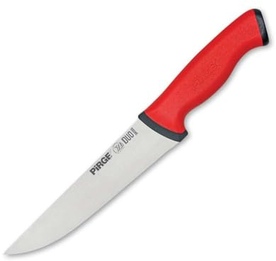 Pirge Duo Metzgermesser 19 cm Rot Schlachtermesser - Fleischermesser - Stechmesser - Exzellenter Schärfe Metzgermesser - Edelstahl Profi Küchenmesser - Ergonomisches Rutschfester Griffdesign