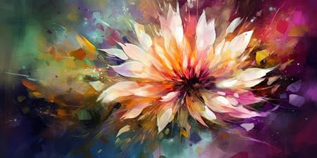 adrium Acryl-Bild 100 x 50 cm: Aquarellmalerei einer bunten Blume. Kunstwerk, Plakatgestaltung. Ai generative Illustration (206752416)