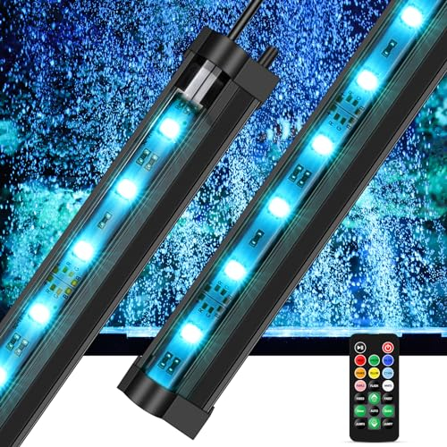 fishkeeper Aquarium Bubble Light, 8 Farben Unterwasseraquarium LED Licht, Einstellbare 5 Blinkmodi Sunrise-Daylight-Moonligh für Aquarien, 3W
