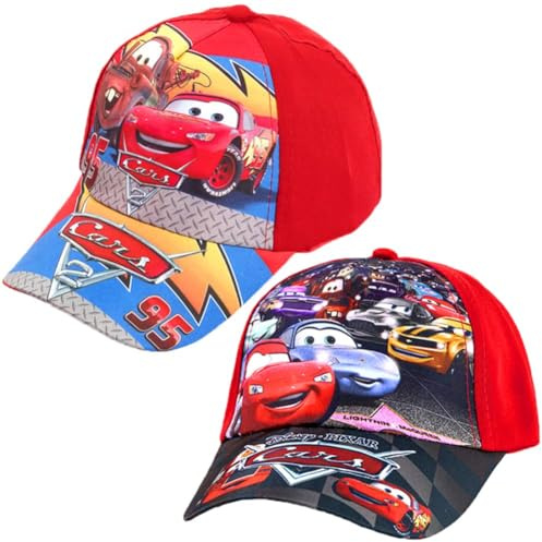Mccqueen Baseball Cap, 2PCS Mccqueen Auto Baseballcap Baseballmützen Sonnenhut Sonnenschutz Kappe Cartoon Baseball Kappe Kinder Caps Baseballkappe für Kinder Junge Mädchen 2-8 Jahre,