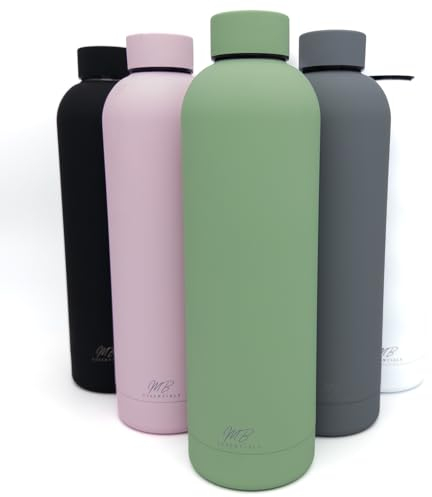 MB Essentials Trinkflasche Edelstahl 750ml, Kohlensäure geeignet, Thermosflasche, Trinkflasche Sport, Rutschfeste Beschichtung, Auslaufsicher, warme und kalte Getränke (Grün)