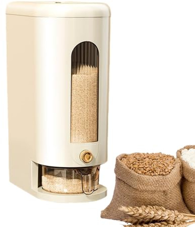 Caja de almacenamiento de granos, porta arroz, dispensador, cubo, dispensador de muesli, cubo, dispensador de muesli, contenedor de alimentos, pulsador, portagranos con diseño hermético, alimentos