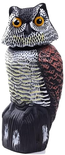 BURAKH Hawk Owl & Heron Decoy Bird Pest Deterrent Cat Repeller Pond Scarer Ornaments | Bird Repellent | Flying Falcon Decoy | Control Cat Bird Repeller (Owl)