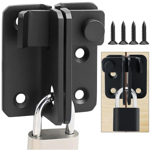 Litensh Verrou Porte Coulissante Serrure Volet Loquet Porte Verrou Portail à Bascule Boulon avec Vis pour Porte Fenêtre Placard et Jardin Acier Inoxydable (Noir, Right Open L)