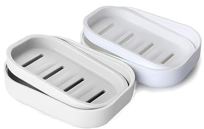 Jabonera,2 PCS Caja de Jabón de Plástico Jaboneras Baño Soporte para Jabón Jaboneras Holder con Desagüe para Baño Cocina Ducha Fregaderos Encimera