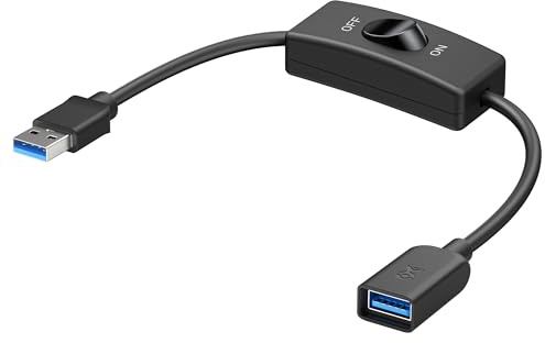 Cable Matters 5Gbps USB 3.0 Extension Cable with On Off Switch with Data 1 ft, Support Both Data and Power (USB 3.0 On Off Switch)