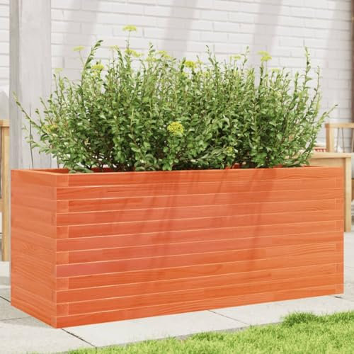 LAPOOH Pflanzkübel Wachsbraun 110x40x45,5 cm Massivholz Kiefer, Blumentopf Gross, Blumenkasten Balkon, übertopf, Pflanzkasten, Flowerpot, Kräuterbeet Für Die Küche, Vertikalbeet - 847275
