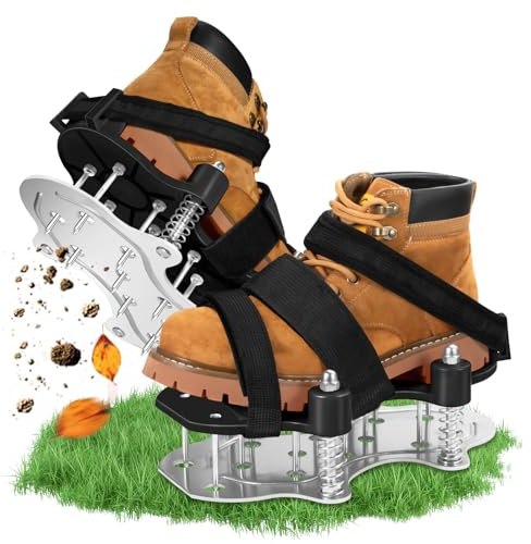 MAGTSMEI Lawn Aerator Shoes for Grass.Metal Bottom Double Layer Soil Yard Aerator Lawn Tool,Lawn Spike Shoes for Patio Garden Manual Air Aeration Tool for Lawn