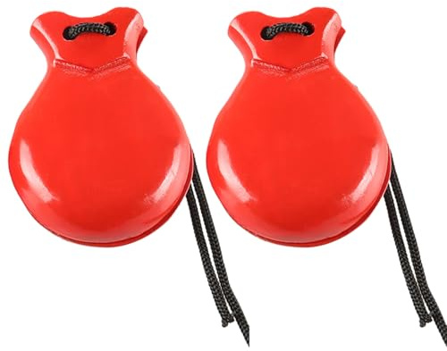 YUXITA Traditionelle Flamenco-Kastagnetten spanische Kastagnetten mit Saite aus Holz, Schlaginstrument, Musikinstrument für Anfänger, 2 Stück