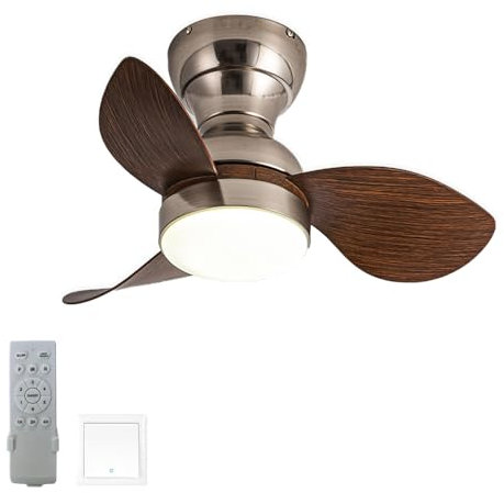 GODFSAHG Ventiladores de Techo pequeños LED con Luces y Control Remoto Luz de Ventilador Reversible de 6 velocidades Modernos Ventiladores de Techo con Temporizador de 3 Colores con lámpara