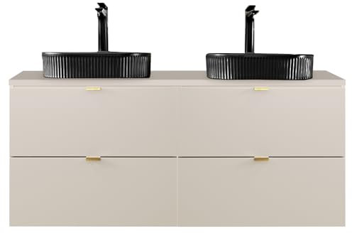 Lomadox Lavabo doppio bagno 120 cm in cashmere opaco, DURANGO-56, 4 cassetti, lavabo in ceramica
