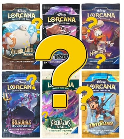BB-Toy-Trades Lorcana gemischtes Booster Set - 5 Mystery Booster Packs - DEUTSCH - Sammelkarten NEU & OVP Toploader