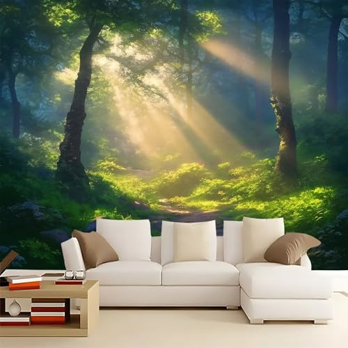 Carta Da Parati Fotografica Sole e Foresta Tema Fotomurali- Moderno Murale per Pareti Soggiorno Sfondo Televisivo - Fotomurali Tessuto Non Tessuto (250 x 175 cm)