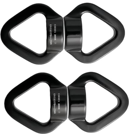 Werwing 2 anelli girevoli a 360° per impieghi gravosi - Connettore cuscinetto in alluminio 30 KN per arrampicata, yoga, amaca, nero