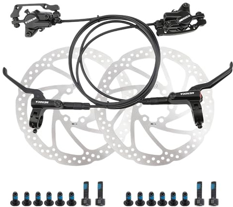 Bike Disc Brake Set, Aluminum Alloy Hydraulic Disc Brake for Mountain Bike, Road Bike, Bicycle Brakes levers with Fixing Screws (Right Front+Left Rear+2PCS 160mm Rotor, Front800mm+Rear1400mm)