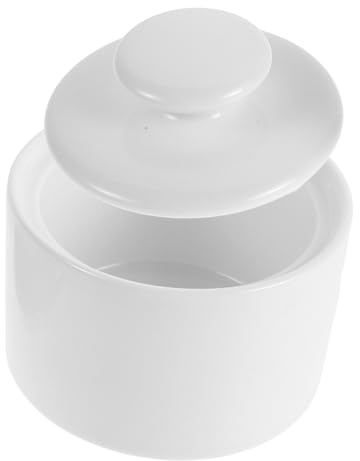 VALICLUD Zuccheriera e Salvaspazio con Coperchio Resistente alla Deformazione da 170ml in Ceramica Bianca con Stile Vintage per Decorare la Cucina o Coffee Bar