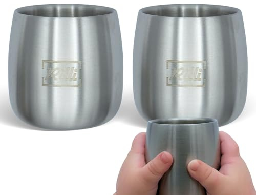 Rilli Edelstahl Becher für Babys, 2er Set Trinklernbecher ab 6 Monaten | 2er Vorteilspack · doppelwandiger 304er Edelstahl · schadstoffgeprüft · geschmacksneutral · spülmaschinenfest