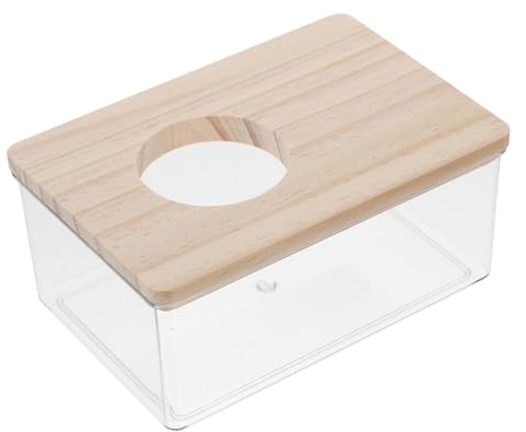 Toyvian Badewanne Aus Acryl Für Hamster Mit Holzdeckel Als Sandbad Und Toilette Nutzbar Transparentes Design Einfach Zu Reinigen Und Robust
