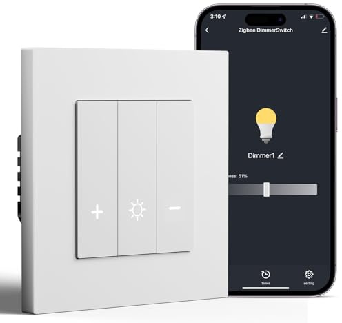 BSEED Zigbee-brytare, justerbar smart väggmonterad brytare kompatibel med Amazon Alexa och Google Home, PC-material, 240V, 1-gång 1-väg, Vit