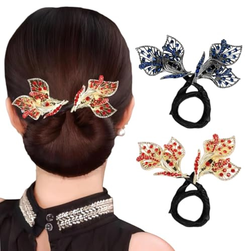 Dutt Maker, 2 Stück Strass Blumen Haarspange, Französische Twist Haarnadel Haarknotenmacher für Haare, Elegantes Haar Zubehör für Frauen, Geeignet für Mittleres Bis Langes Haar, Lazy-Haarknoten