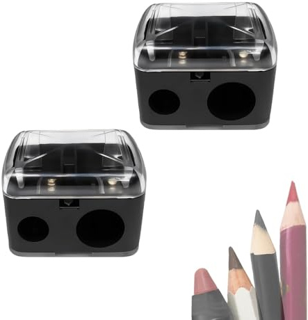2 Stück Makeup Sharpener Anspitzer, Spitzer für Augenbrauenstift und Kajalstift – Dosenspitzer für dicke und dünne Stifte mit Behälter – Präziser Bleistiftspitzer für Camouflage Make-up unterwegs