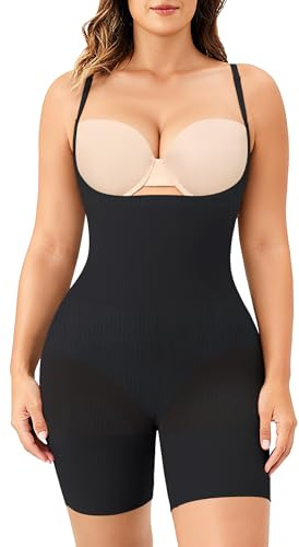 Gotoly Open Bust Shapewear Tummy Control Bodysuits for Women Waist Trainer | faja body shaper has seamless compression for waist smoothing. open bust fits a bra, wide smooth leg bands gently slim thighs