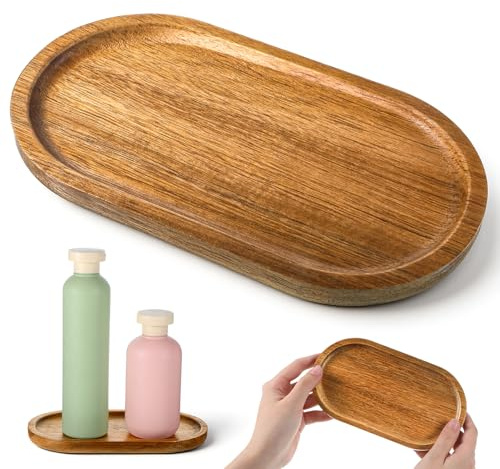 LXUEJIE Holz Serviertablett Ovale,19x10.5cm Mini Tablett Holz | Mini Tablettspender Deko Holztablett Küchentablett Organizertablett für Brot Desserts Kekse Tee Kaffee Obst Kleinigkeite