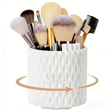 Yigeitopli Make Up Organiser 360° Rotatable Makeup Brush Storage, Multi-Functional Pen Holder for Desk, Makeup Brush Holder for Lipsticks, Comb Dressing Table
