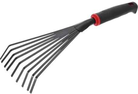 QUARKZMAN Rastrillo De Jardinería para Hojas 15.96 Rastrillo Pequeño para Hojas Cultivador De Suelo Rastrillo para Césped con Mango Ergronómico para Barrer Hojas Jardinería Cultivo
